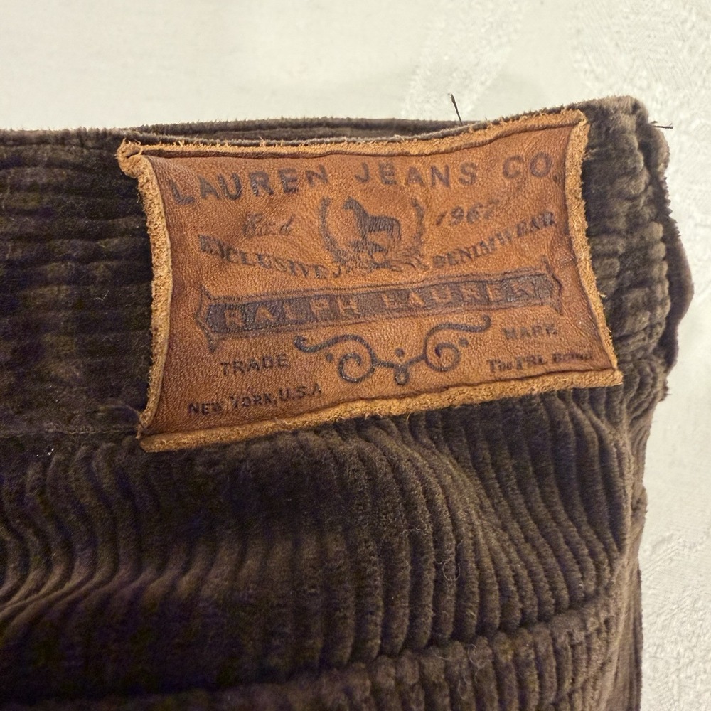 Y2K Polo Ralph Lauren Jeans Co. Size-14/P Womens Corduroy Pants Brown - Picture 3 of 16